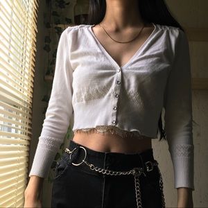 White cropped cardigan